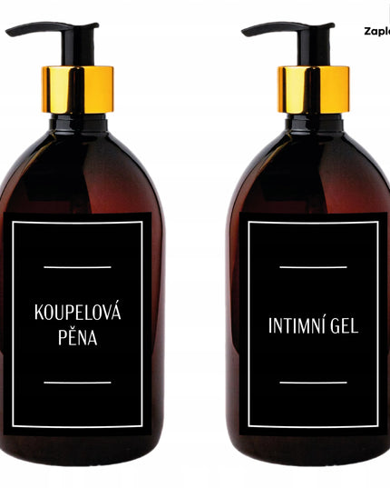 PET buteliuko su auksiniu dozatoriumi skystam muilui 0,5l 500ml 6 vnt.