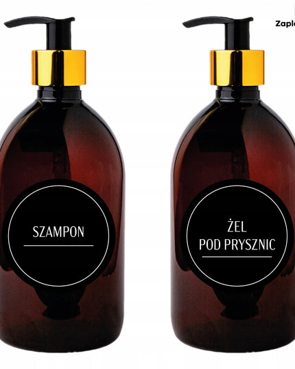 PET buteliuko su auksiniu dozatoriumi skystam muilui 0,5l 500ml 6 vnt.