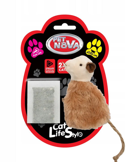 Pet Nova pelės formos žaislas katėms su katžole, 12 cm