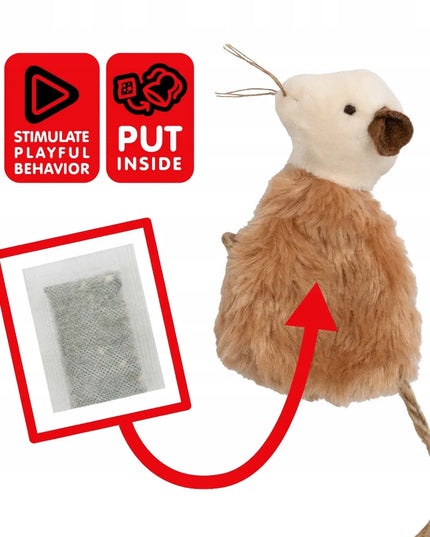 Pet Nova pelės formos žaislas katėms su katžole, 12 cm