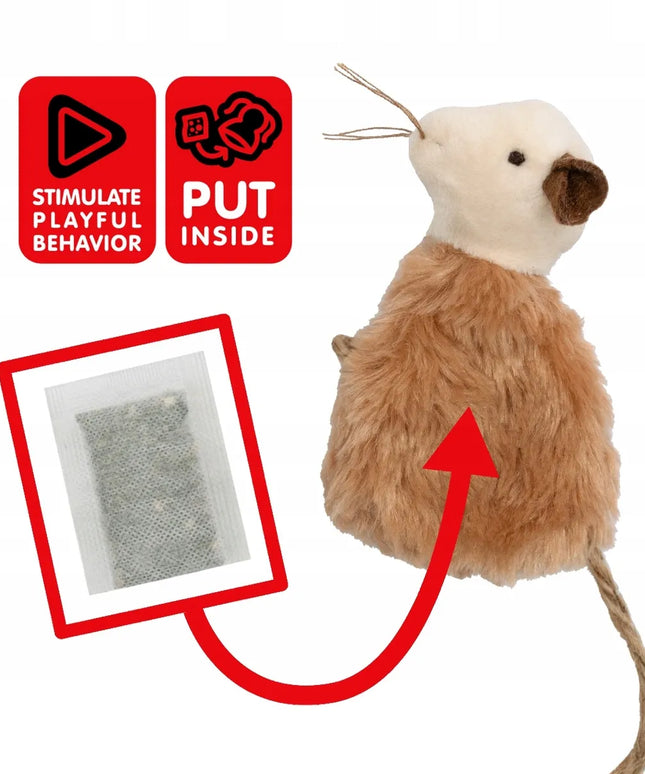 Pet Nova pelės formos žaislas katėms su katžole, 12 cm