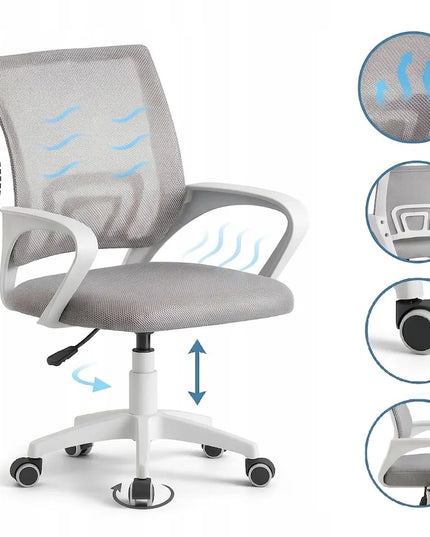 Pilka biuro kėdė GIOSEDIO NFX011, ergonomiškas sukamasis fotelis