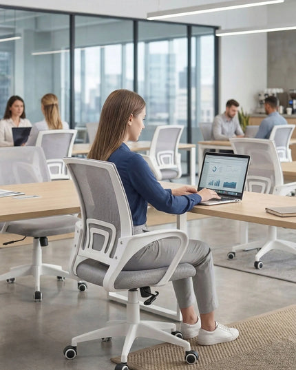 Pilka biuro kėdė GIOSEDIO NFX011, ergonomiškas sukamasis fotelis