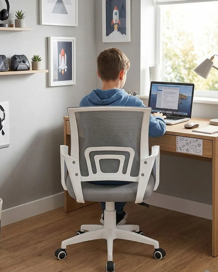 Pilka biuro kėdė GIOSEDIO NFX011, ergonomiškas sukamasis fotelis