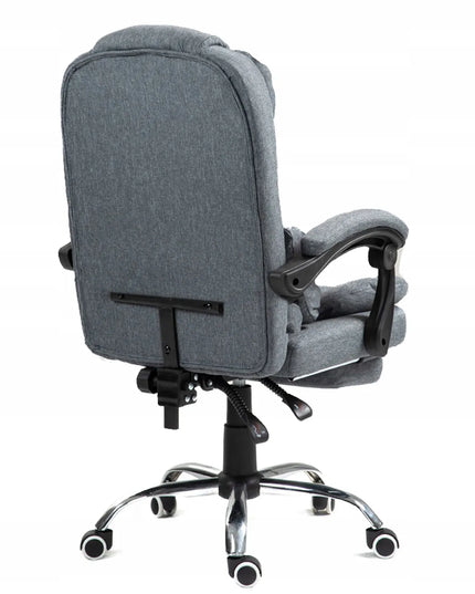 Pilka biuro kėdė su kojų atrama, patogi, tekstilinė, reguliuojama NBR011