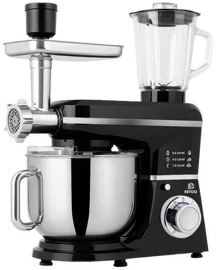 Planetarinis virtuvės kombainas su dubeniu, trintuve ir mėsos malūnėliu „Retoo CookMaster“ 5in1 3200W