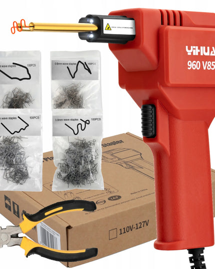 Plastiko suvirinimo aparatas + GALINGAS SEGTUVAS SUVIRINIMO APARATAS 400x SĄSAGĖLĖS PLASTIKUI 8786D