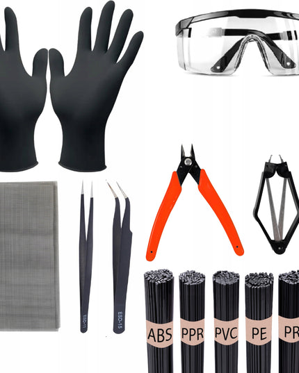 Plastiko suvirinimo stotelė Delphi Tools 858D su karšto oro lituokliu, 500 g plastiko rišikliu ir pilnu priedų komplektu