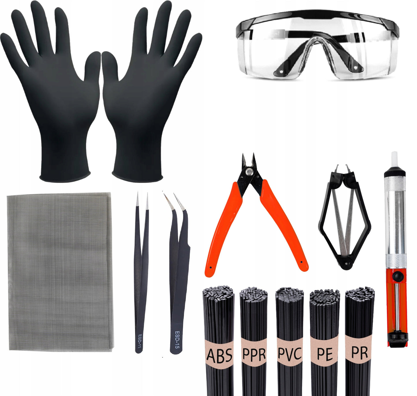 Plastiko suvirinimo stotelė Delphi Tools 858D su karšto oro lituokliu, 500 g plastiko rišikliu ir pilnu priedų komplektu