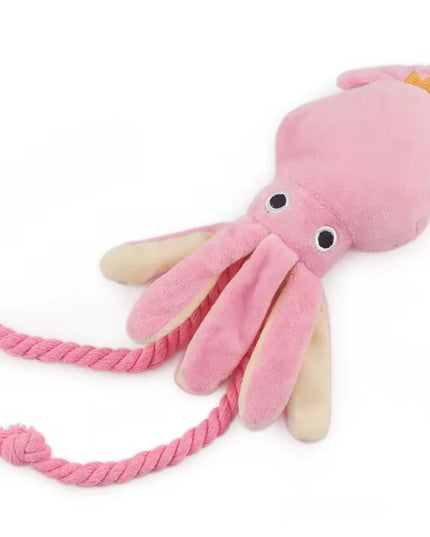 PLIUŠINIS KALMARAS AŠTUONKOJIS ŽAISLAS ŠUNIMS GIRGŽDANTIS TVIRTAS 34 cm