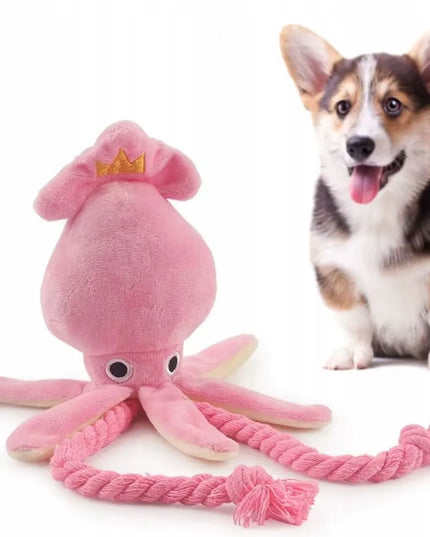 PLIUŠINIS KALMARAS AŠTUONKOJIS ŽAISLAS ŠUNIMS GIRGŽDANTIS TVIRTAS 34 cm