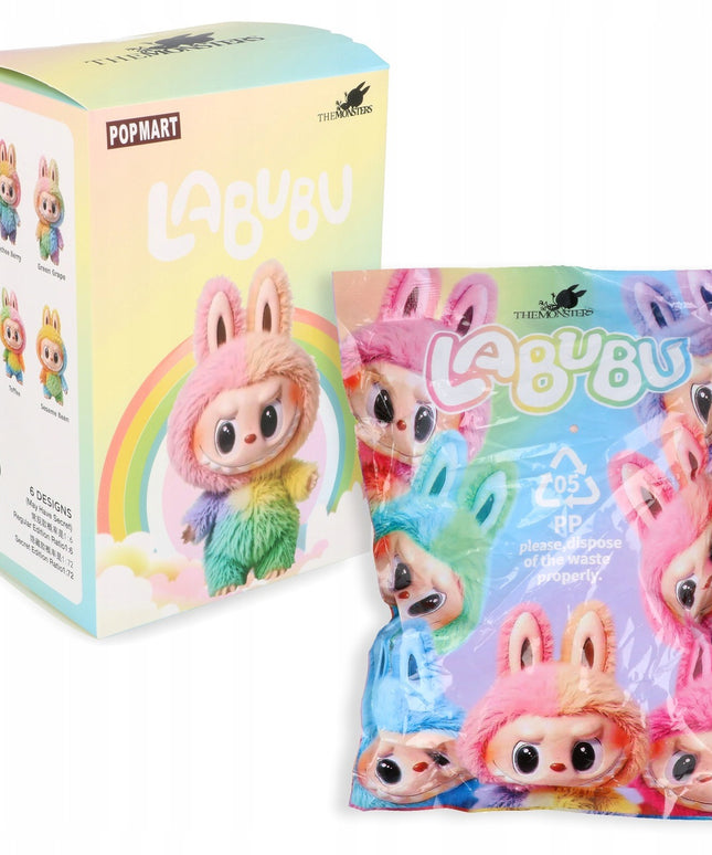 Labubu plonas pliušinis žaislas - raktų pakabukas, The Monsters 17cm serija 4 Rainbow