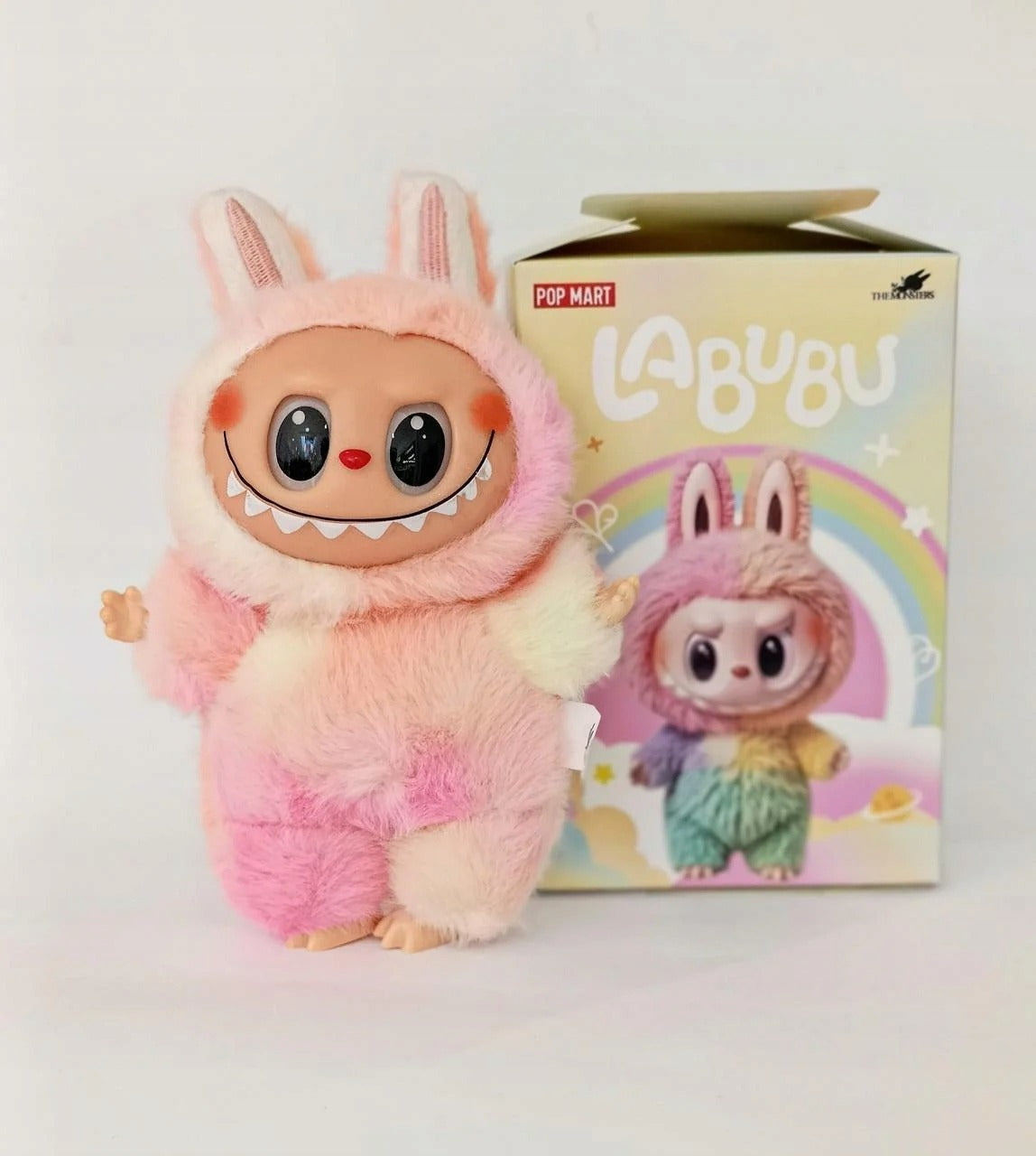 Labubu plonas pliušinis žaislas - raktų pakabukas, The Monsters 17cm serija 4 Rainbow