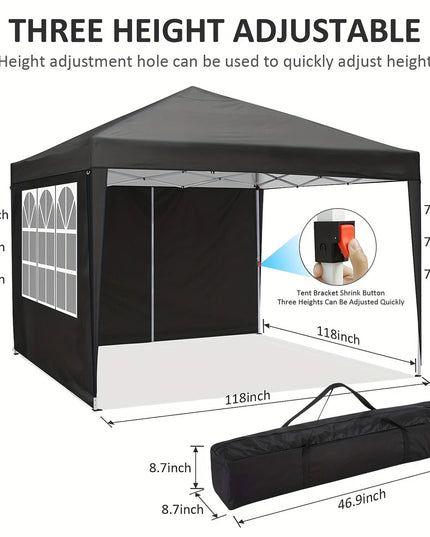 Juoda prekybinė paviljono palapinė 3x3 m su sienelėmis – greitai pastatoma ir tvirta pavėsinė šventėms, renginiams, prekybai