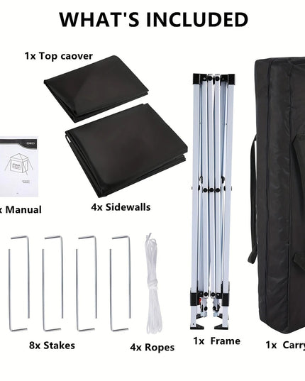 Juoda prekybinė paviljono palapinė 3x3 m su sienelėmis – greitai pastatoma ir tvirta pavėsinė šventėms, renginiams, prekybai