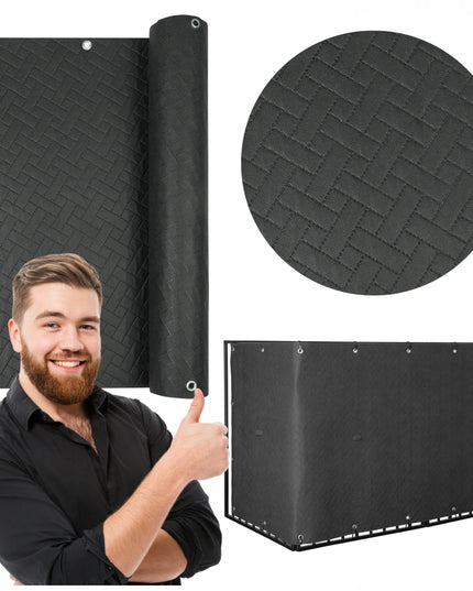 PREMIUM balkono uždanga grafito spalvos 1x6m kilimėlis balkonui terasai tvorai storas 240g