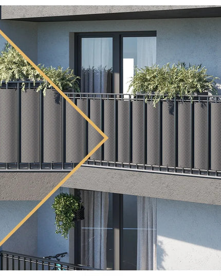 PREMIUM balkono uždanga grafito spalvos 1x6m kilimėlis balkonui terasai tvorai storas 240g