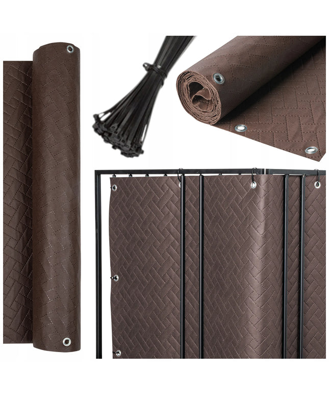 PREMIUM balkono uždanga ruda 1,0x6m, balkono, terasos ir tvoros kilimėlis, storas 240g
