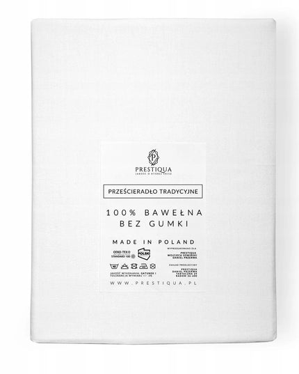 Prestiqua medvilninė paklodė be gumos 160x220 cm, pagaminta Lenkijoje