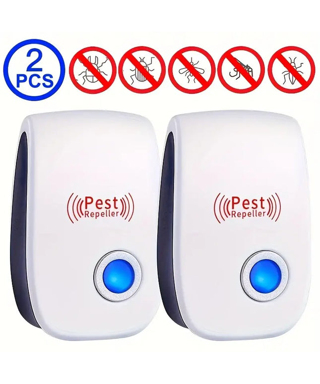Prietaisas nuo pelių ir vabzdžių – 2 vnt. ultragarsiniai kenkėjų atbaidytojai namams, virtuvei, biurui ir sandėliui