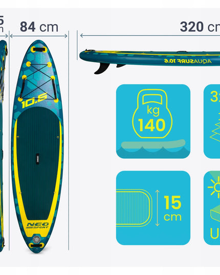 Pripučiama irklentė SUP STAND UP PADDLE 320 cm su priedų rinkiniu