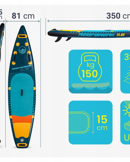 Pripučiama SUP irklentė STAND UP PADDLE 350 cm su priedais