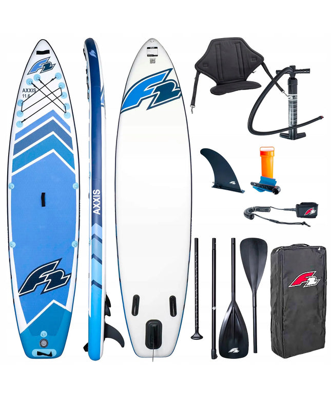 Pripučiama SUP lenta F2 Axxis 11'6" Light Blue Combo su irklu 2-in-1 ir sėdyne