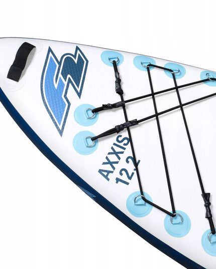 Pripučiama SUP lenta F2 Axxis 12'2" Light Blue Combo su 2in1 irklu ir sėdyne