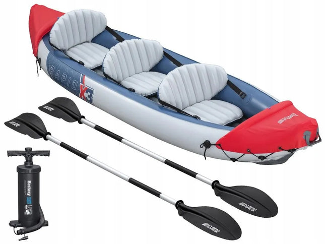 Pripučiamas baidarė Bestway Rapid X3, 3 vietų + irklai ir krepšys, 381x100 cm, 65132