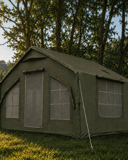 Pripučiamas kempingo ir glamping palapinė 5-7 asmenims, didelis prieangis, Oxford 420D