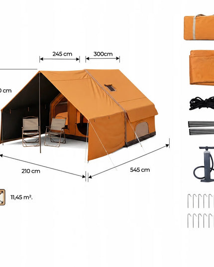 Pripučiamas kempingo ir glamping palapinė Boste 4 asmenims su prieangiu ir pompa