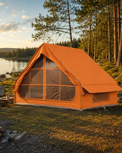 Pripučiamas kempingo ir glamping palapinė Boste 4 asmenims su prieangiu ir pompa