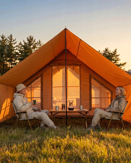 Pripučiamas kempingo ir glamping palapinė Boste 4 asmenims su prieangiu ir pompa