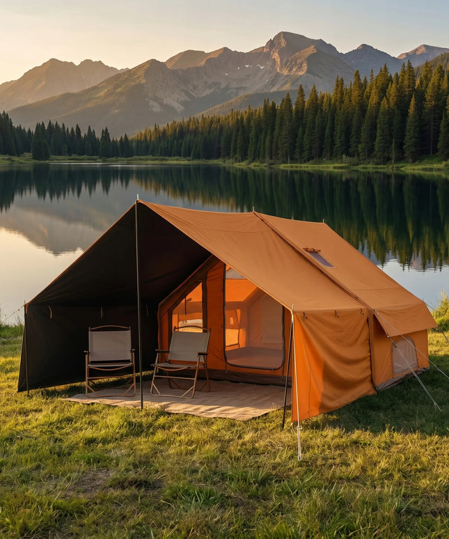 Pripučiamas kempingo ir glamping palapinė Boste 4 asmenims su prieangiu ir pompa