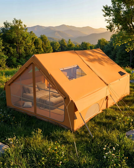 Pripučiamas kempingo ir glamping palapinė Boste 4 asmenims su prieangiu ir pompa