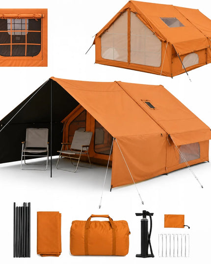 Pripučiamas kempingo ir glamping palapinė Boste 4 asmenims su prieangiu ir pompa