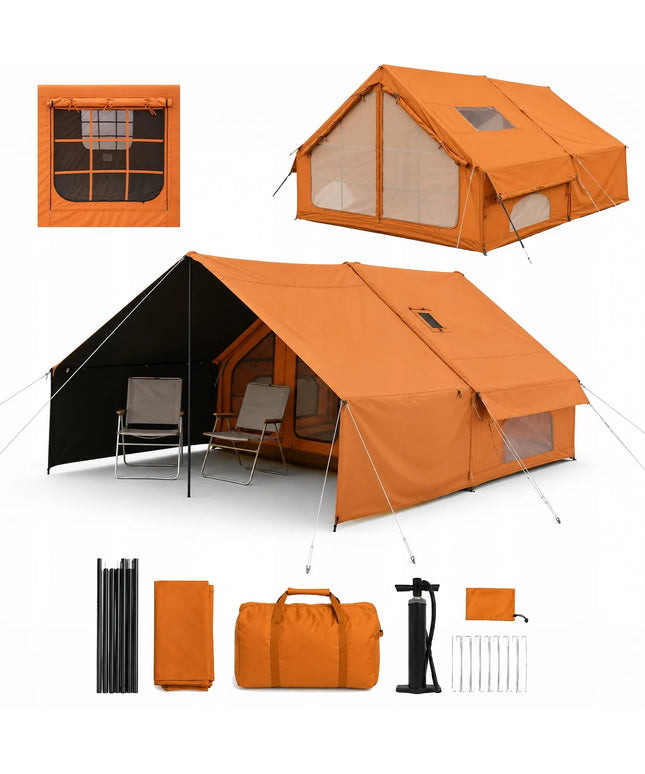 Pripučiamas kempingo ir glamping palapinė Boste 4 asmenims su prieangiu ir pompa