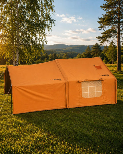 Pripučiamas kempingo ir glampingo palapinės 5–7 asmenims, didelis prieangis, Oxford 420D