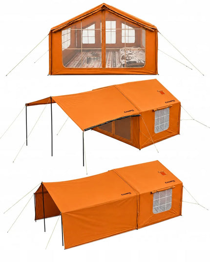 Pripučiamas kempingo ir glampingo palapinės 5–7 asmenims, didelis prieangis, Oxford 420D