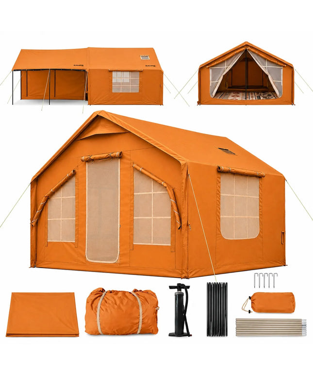 Pripučiamas kempingo ir glampingo palapinės 5–7 asmenims, didelis prieangis, Oxford 420D