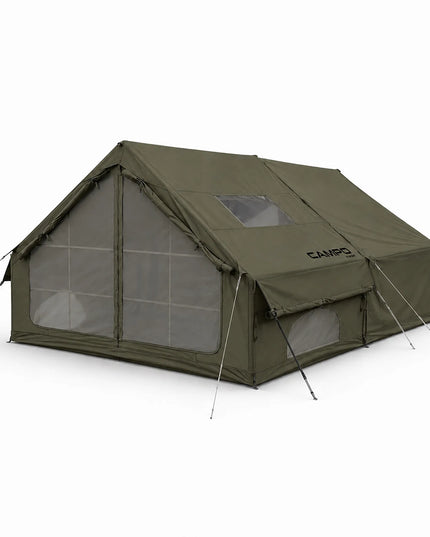 Pripučiamas kempingo ir glampingo palapinės „Boste AirCab“, 4 vietų, su priebučiu ir pompa, tvirtas