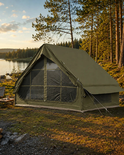 Pripučiamas kempingo ir glampingo palapinės „Boste AirCab“, 4 vietų, su priebučiu ir pompa, tvirtas