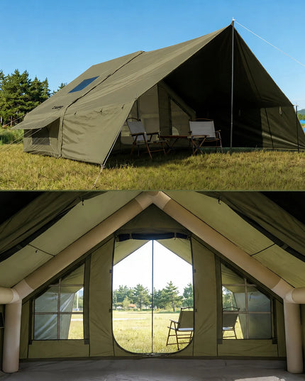 Pripučiamas kempingo ir glampingo palapinės „Boste AirCab“, 4 vietų, su priebučiu ir pompa, tvirtas