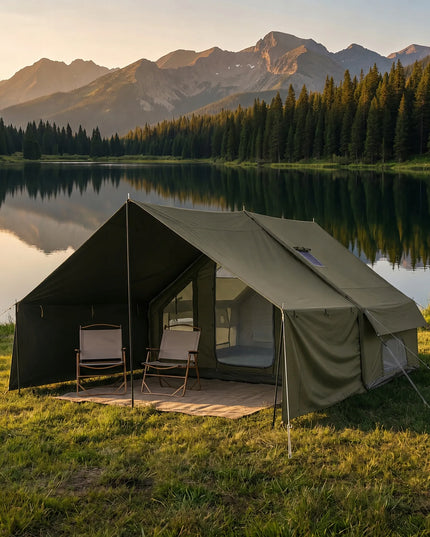 Pripučiamas kempingo ir glampingo palapinės „Boste AirCab“, 4 vietų, su priebučiu ir pompa, tvirtas