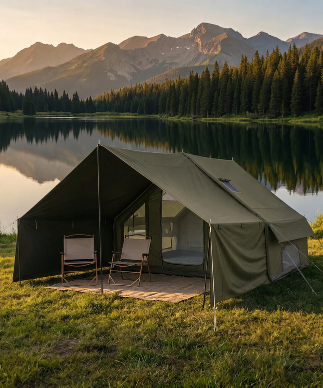 Pripučiamas kempingo ir glampingo palapinės „Boste AirCab“, 4 vietų, su priebučiu ir pompa, tvirtas