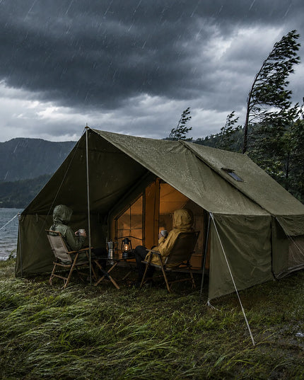 Pripučiamas kempingo ir glampingo palapinės „Boste AirCab“, 4 vietų, su priebučiu ir pompa, tvirtas