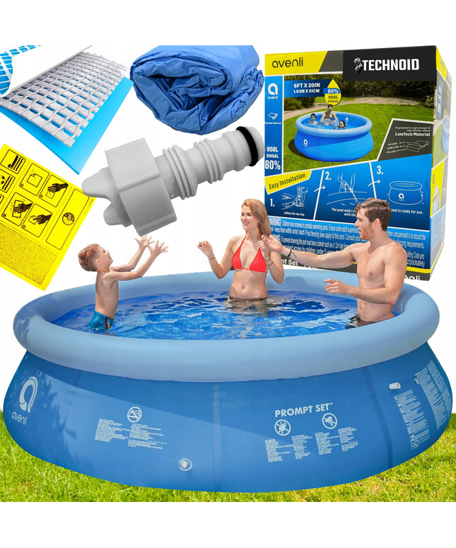 Pripučiamas sodo baseinas Avenli TechnoID 6-in-1, 183x51 cm, mėlynas