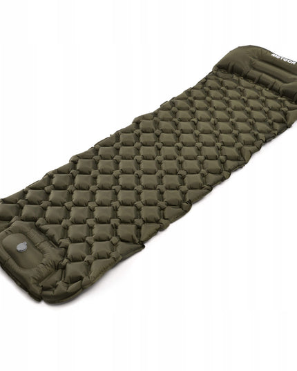 Pripučiamas turistinis kilimėlis Meteor 190x56x4 cm su integruotu kojiniu siurbliu ultralengvas kilimėlis stovyklavimui alyvuogių spalvos