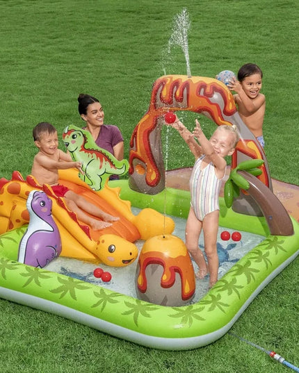 Pripučiamas vandens žaidimų centras Bestway Dinozaurai 262x188x102 su čiuožykla