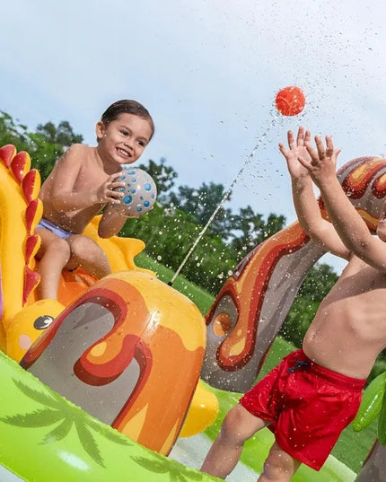 Pripučiamas vandens žaidimų centras Bestway Dinozaurai 262x188x102 su čiuožykla